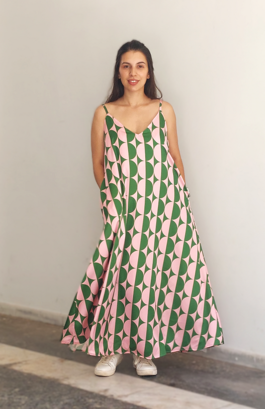 GREEN SATIN AIRY DRESS