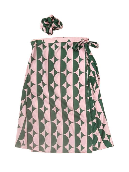 GREEN SATIN WRAP SKIRT