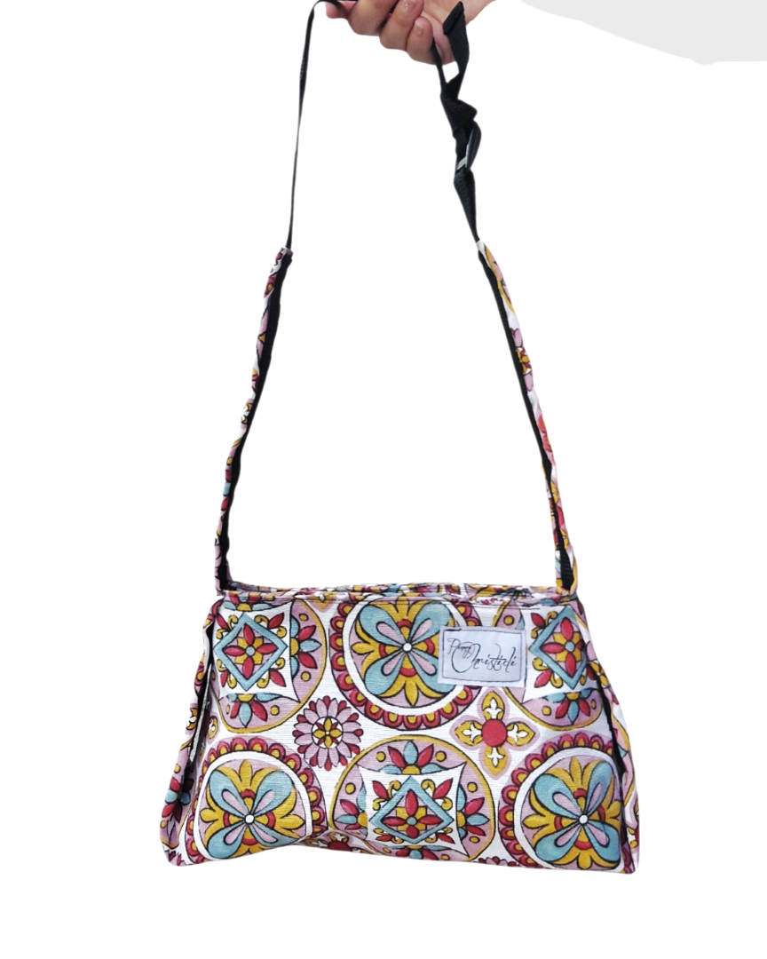 FRENCH MOSAIC SHOULDER BAG WITH SCRUNCHIE