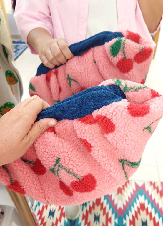 CHERRY TEDDY DUMPLING POUCH BAG - MEDIUM