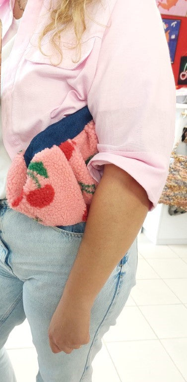 CHERRY TEDDY DUMPLING POUCH BAG - MEDIUM