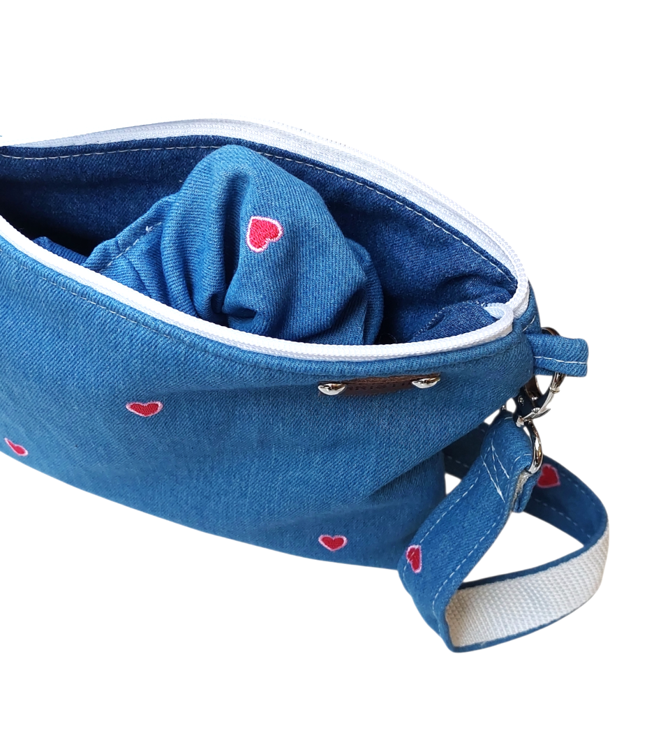 JEAN HEART LADY CROSS BODY POUCH BAG