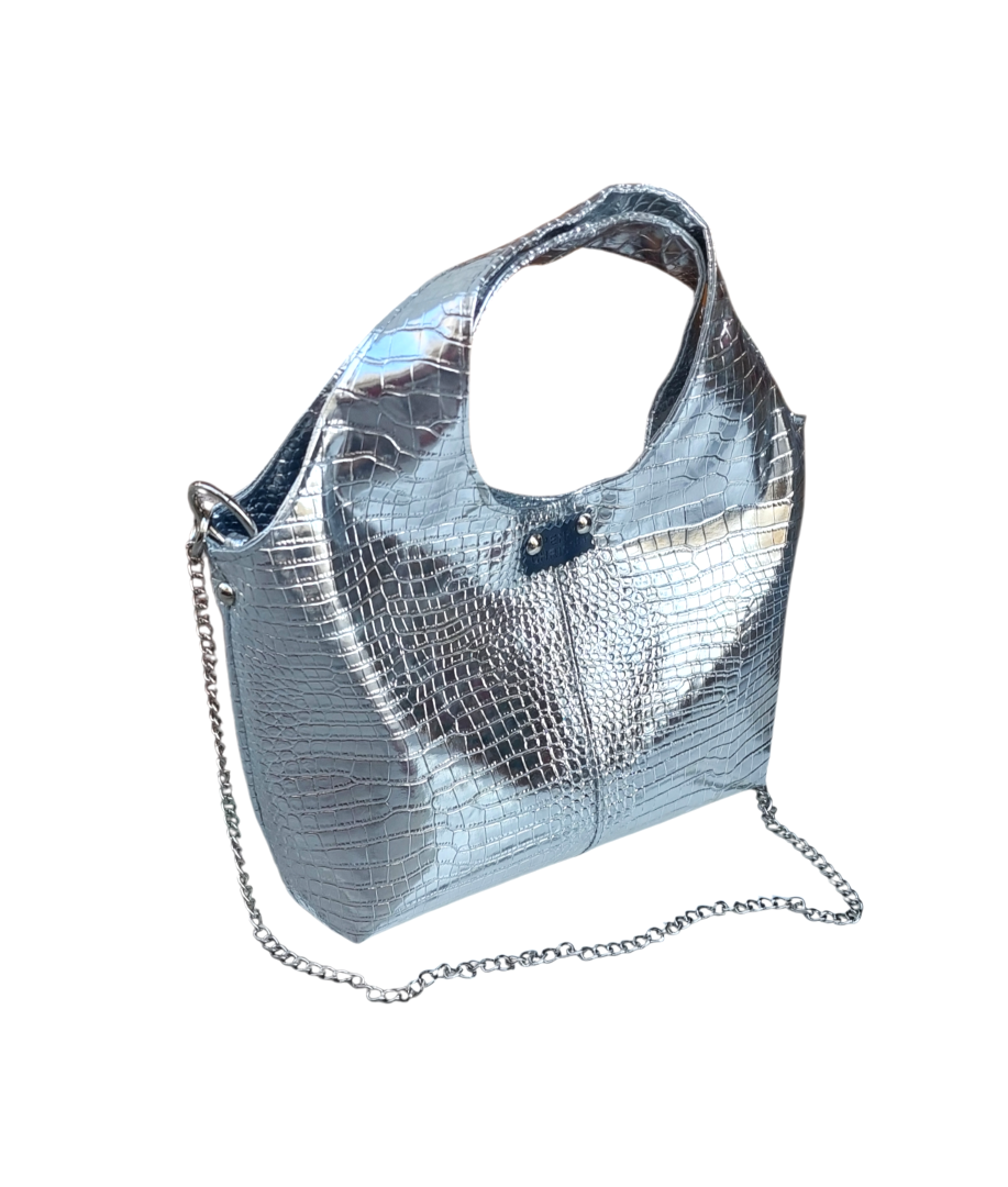 DISCO SILVER  HANDBAG WITH CHAIN