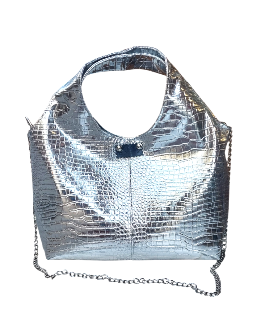 DISCO SILVER  HANDBAG WITH CHAIN