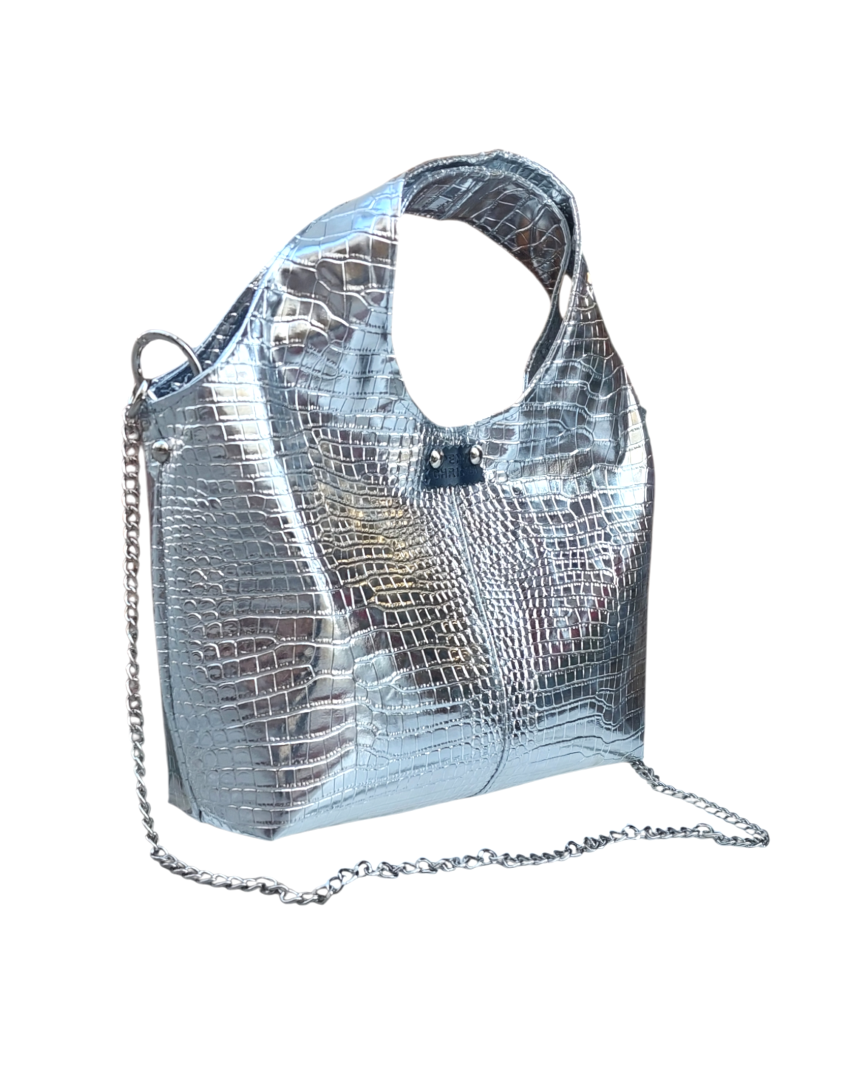 DISCO SILVER  HANDBAG WITH CHAIN
