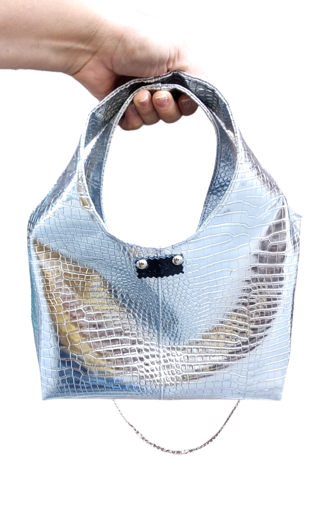 DISCO SILVER  HANDBAG WITH CHAIN