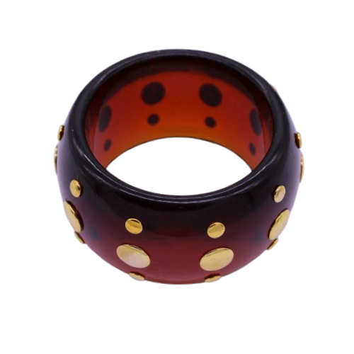 Ακρυλικό Βραχιόλι Bangle με χρυσά τρούκς 46mm