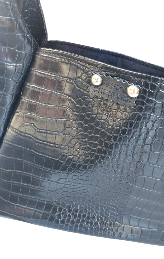 BLACK CROCO ALISSA HANDBAG