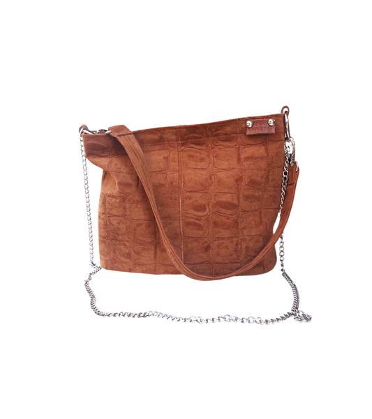 LYDIA BROWN SUEDE SHOULDER BAG