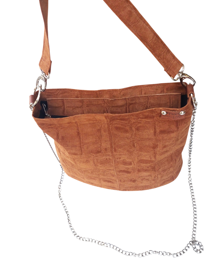 LYDIA BROWN SUEDE SHOULDER BAG