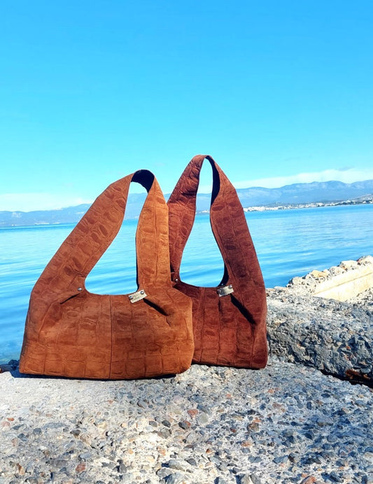 LIGHT BROWN SUEDE HOBO SHOULDER BAG