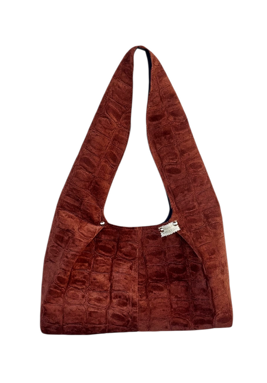 BROWN SUEDE HOBO SHOULDER BAG