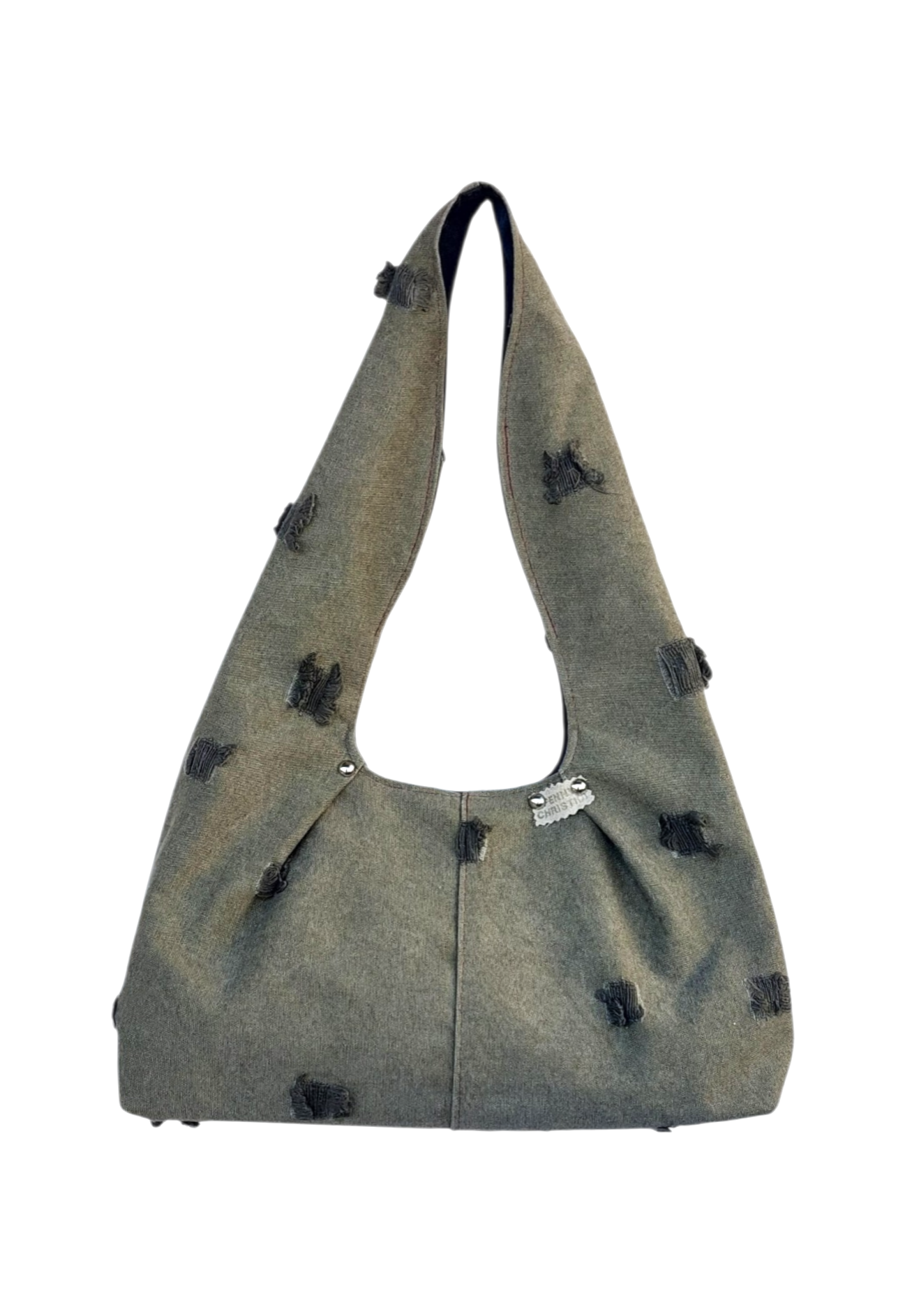 GREEN RIPPED JEAN HOBO SHOULDER BAG