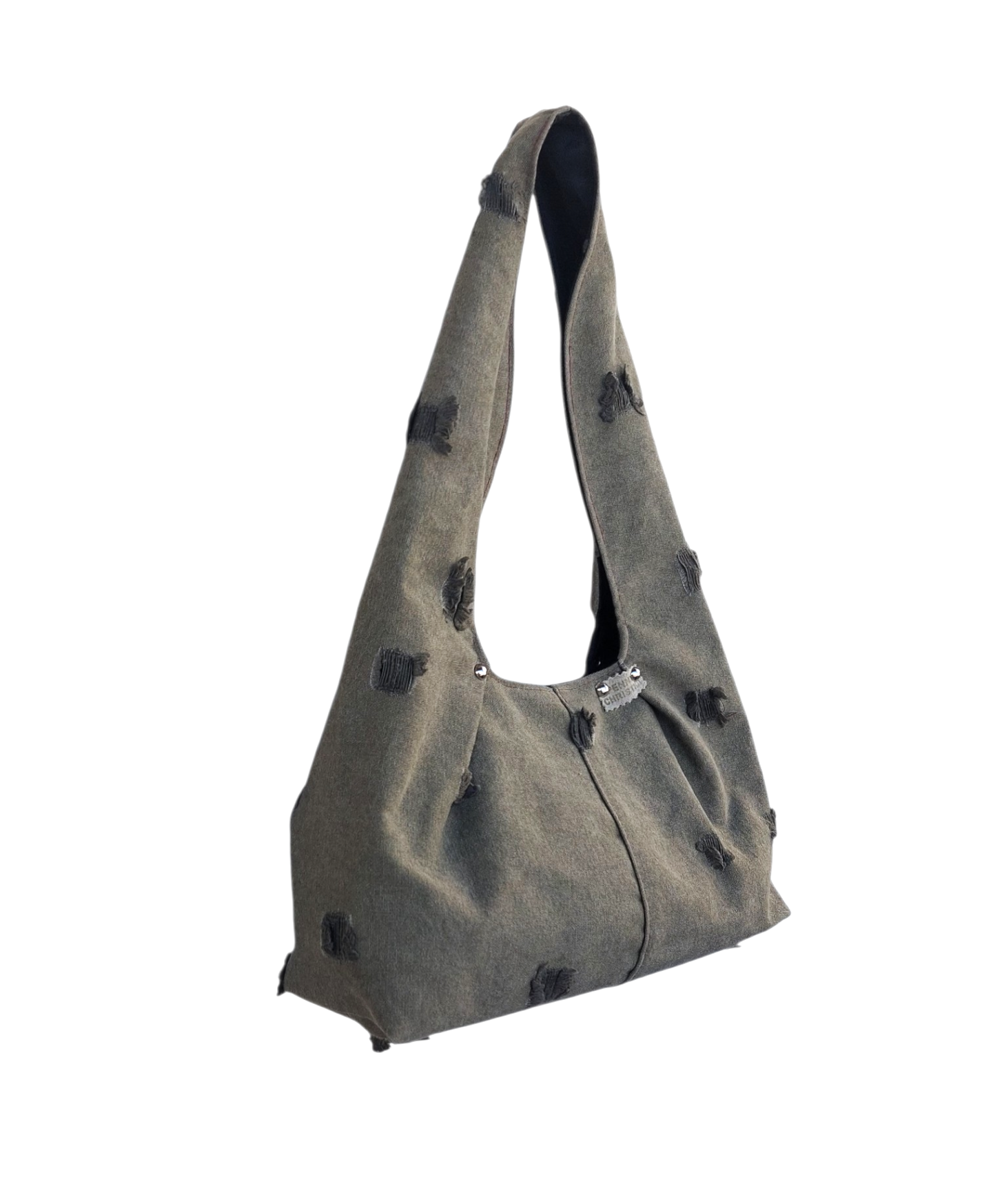 GREEN RIPPED JEAN HOBO SHOULDER BAG