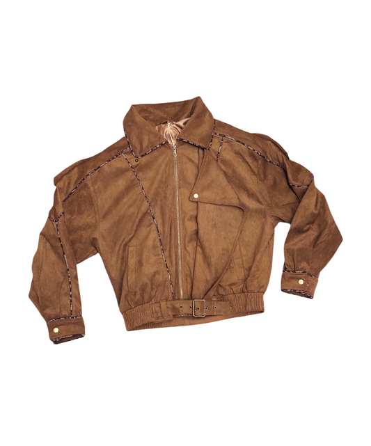 BROWN SUEDE 80s BOMBER JACKET