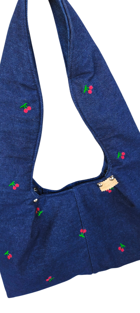 DARK CHERRY JEAN HOBO SHOULDER BAG