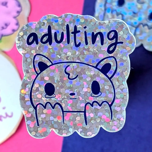 Adulting Glitter Sticker