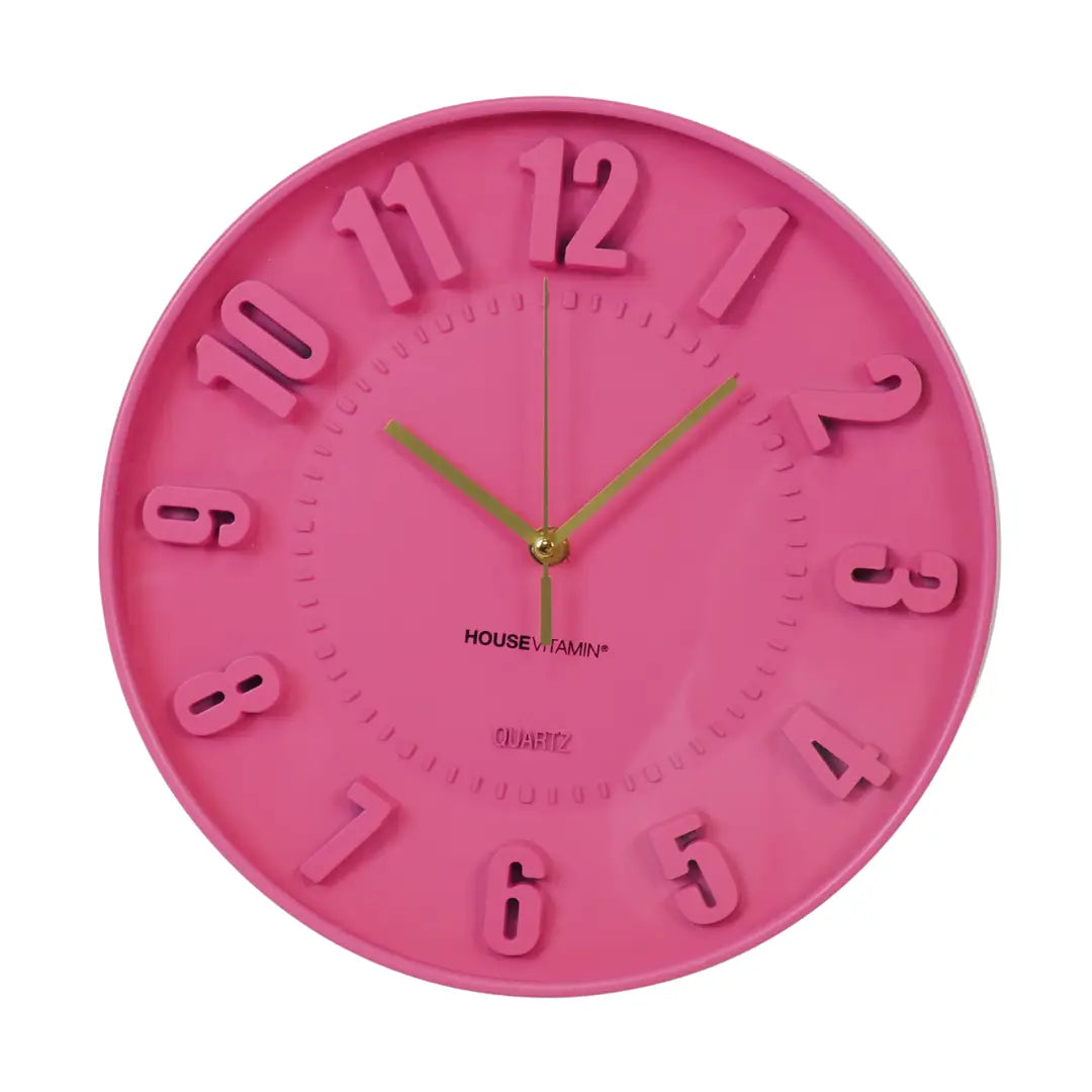 Wall Clock Numbers- Neon Pink 30x30x4cm