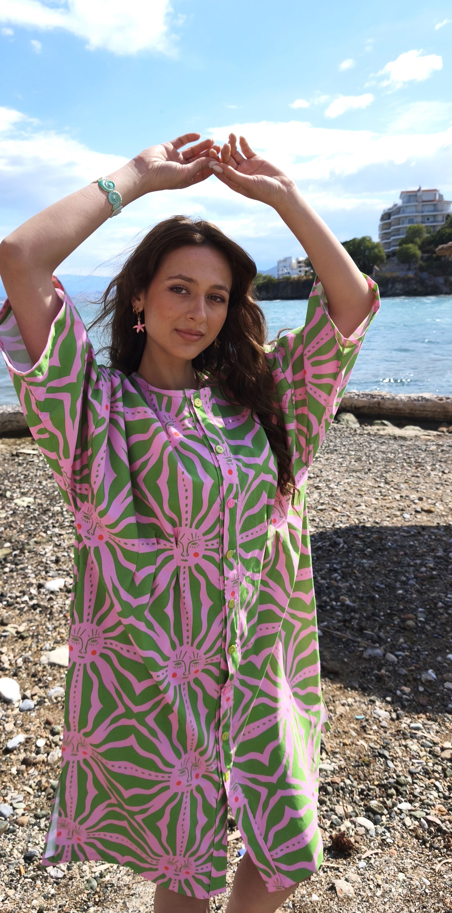 GREEN SUN SHIRT DRESS CHEMISE