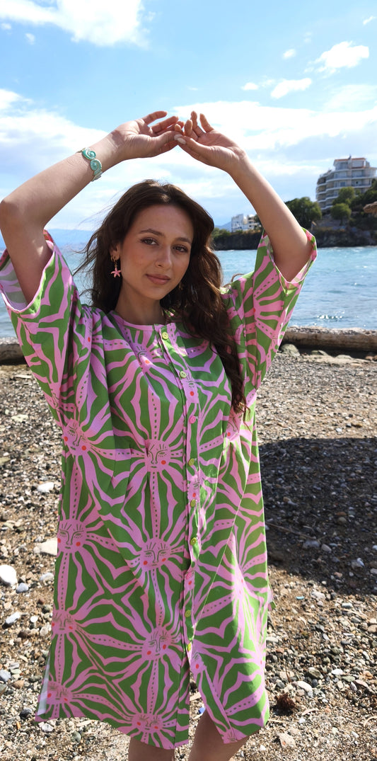 GREEN SUN SHIRT DRESS CHEMISE