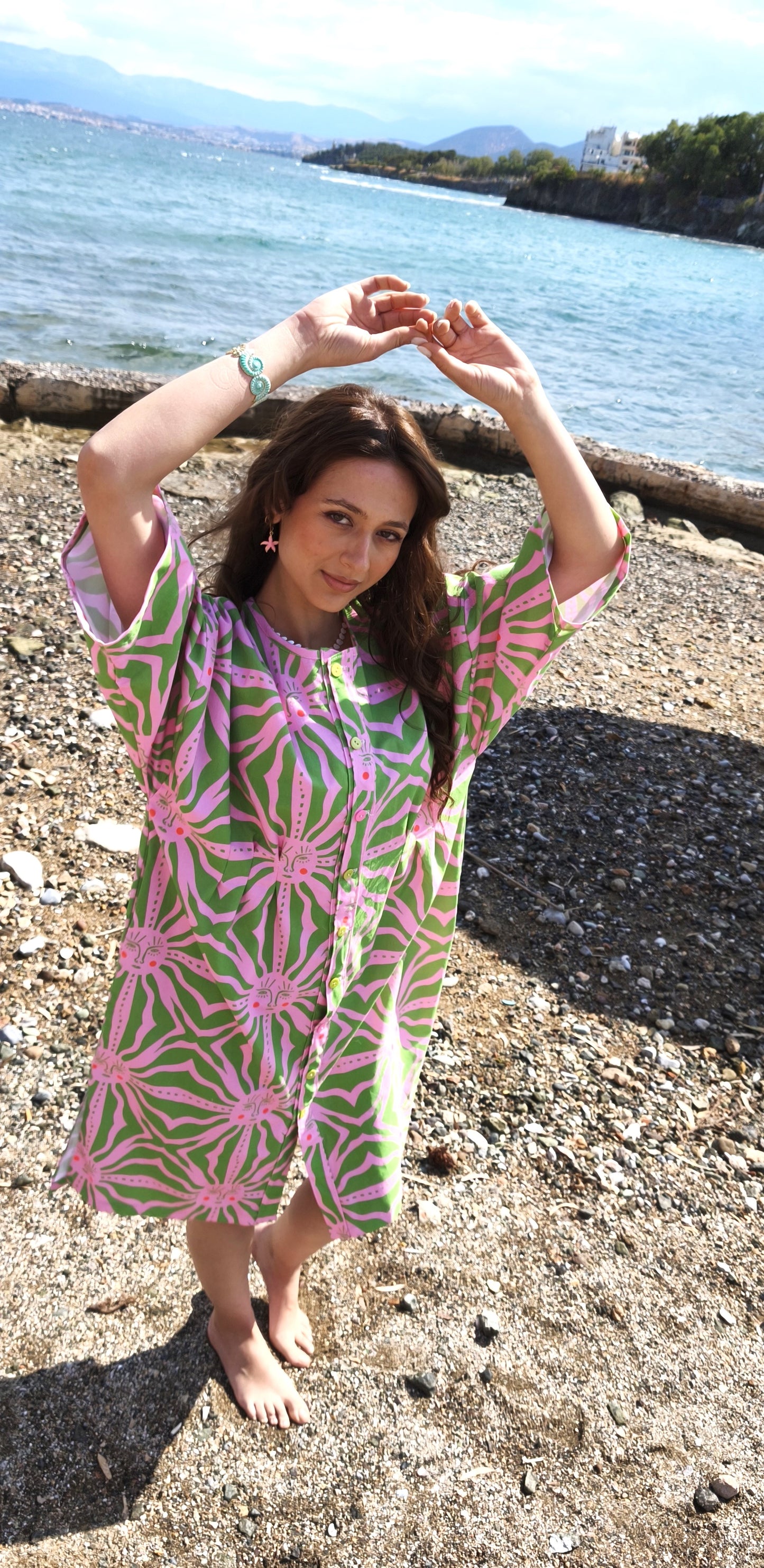 GREEN SUN SHIRT DRESS CHEMISE