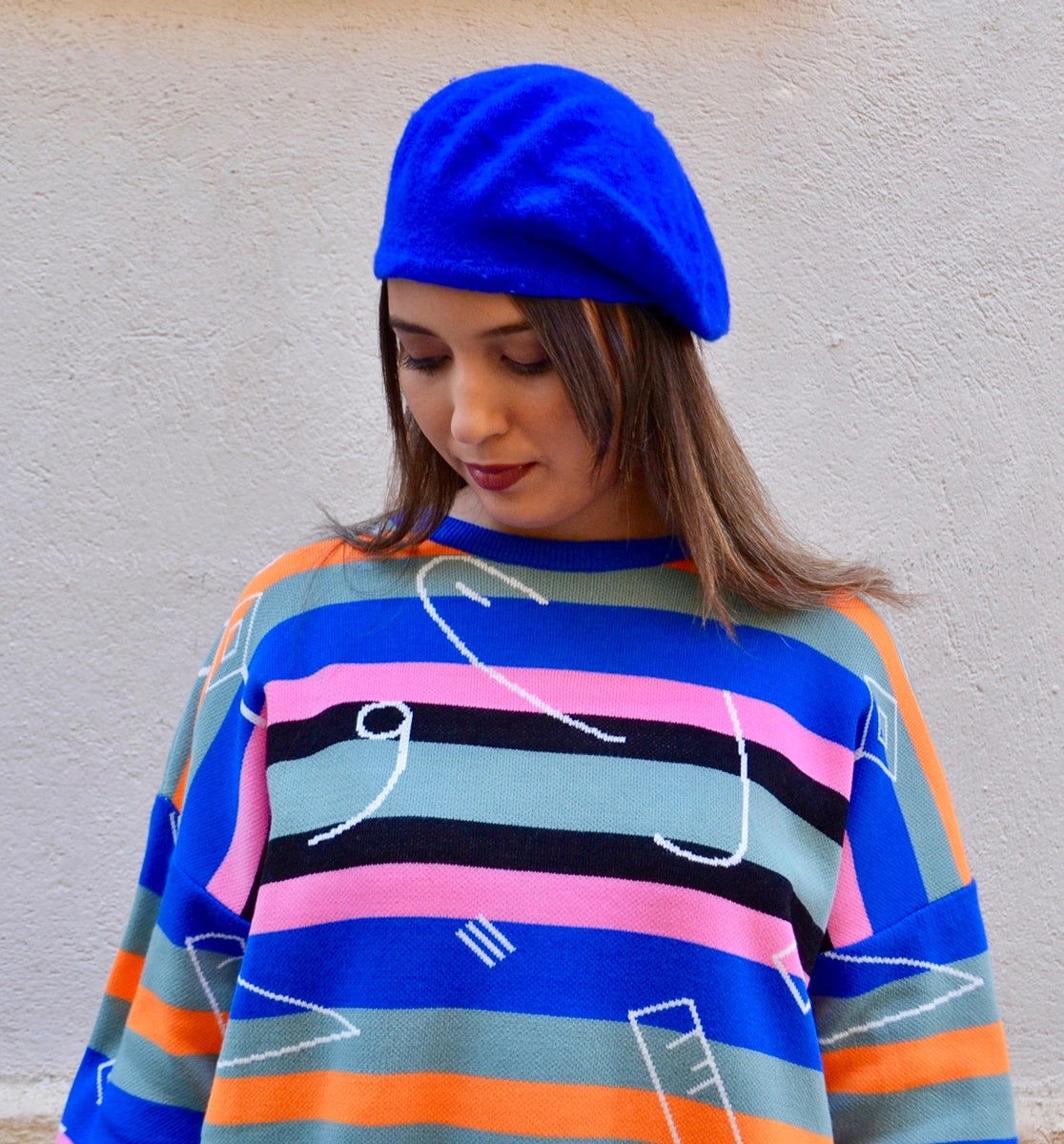 80s Striped Blue Sweater