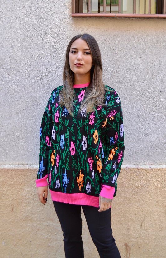 Floral Black Sweater
