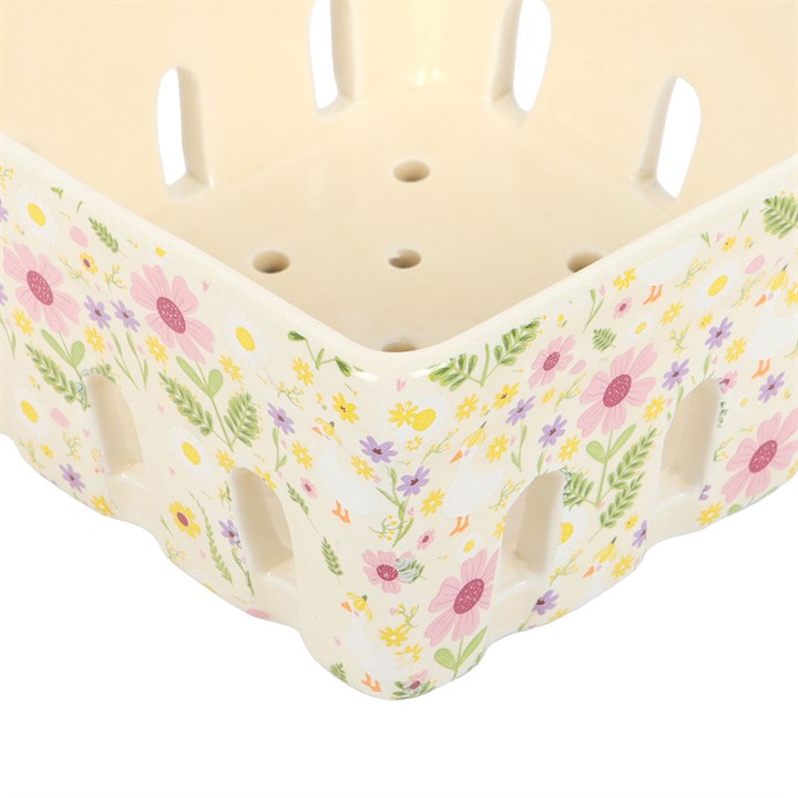 Daisy & Duck Floral Print Ceramic Basket