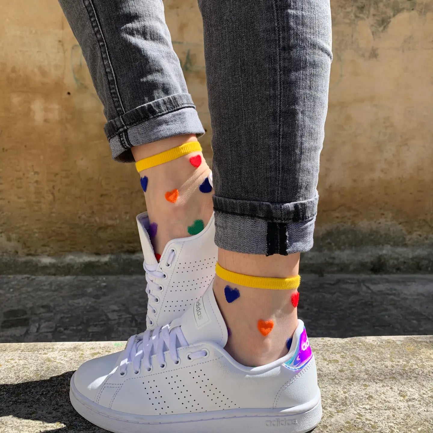 Multicoloured Heart Ankle Socks