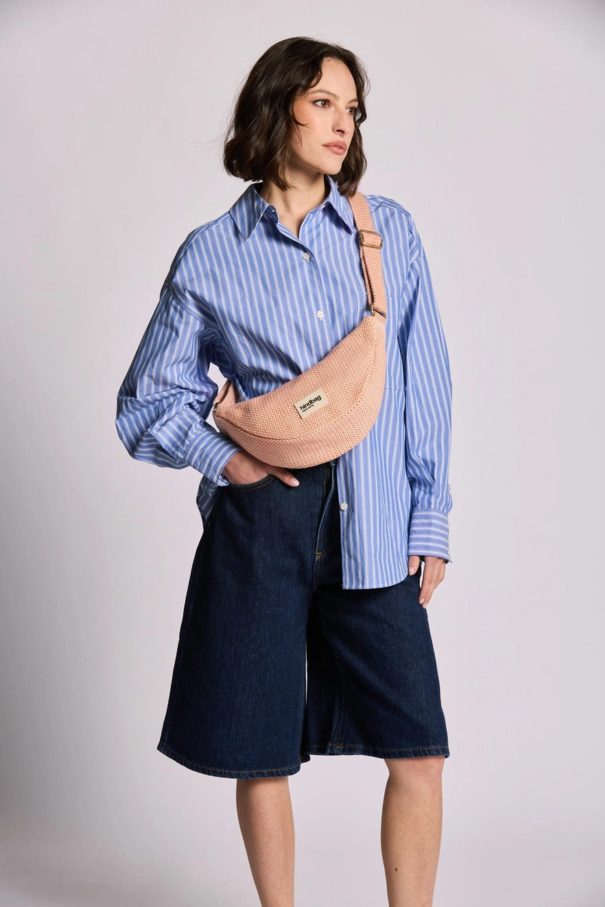 Andrea Woven Crossbody in Coral