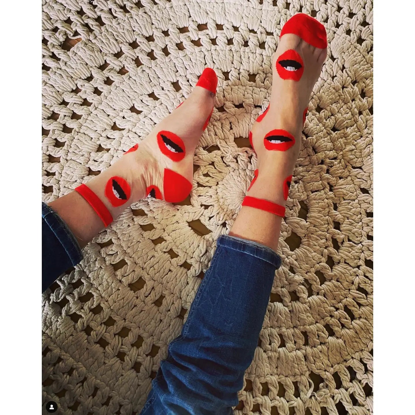 Red Lips Ankle Socks