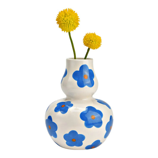 Flower Blue/White Vase 13x16x13cm