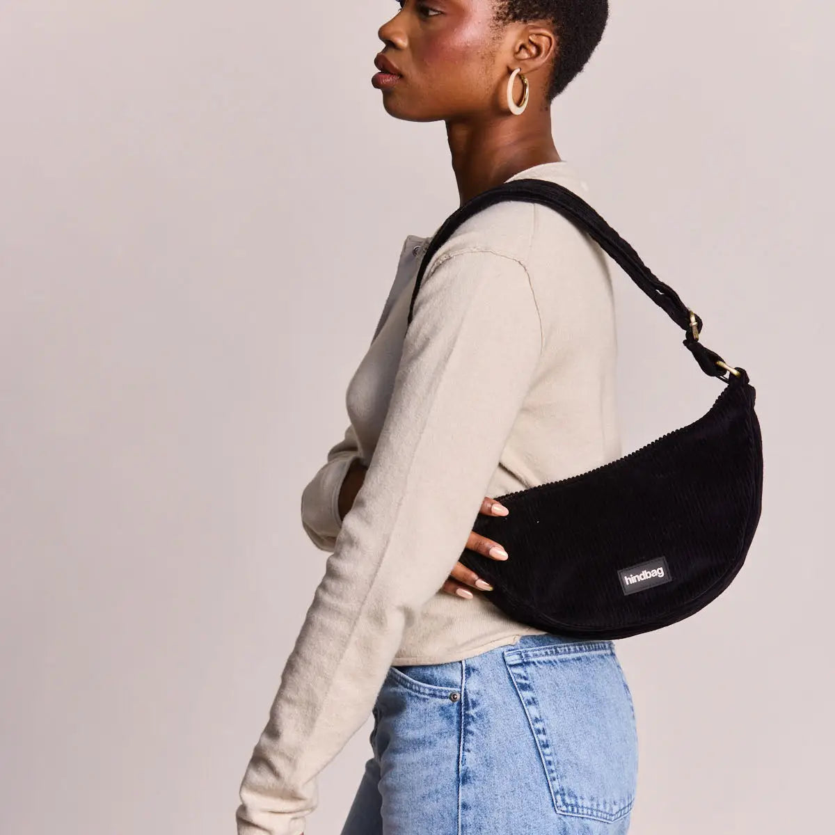 Andrea Black Velvet Crossbody Bag