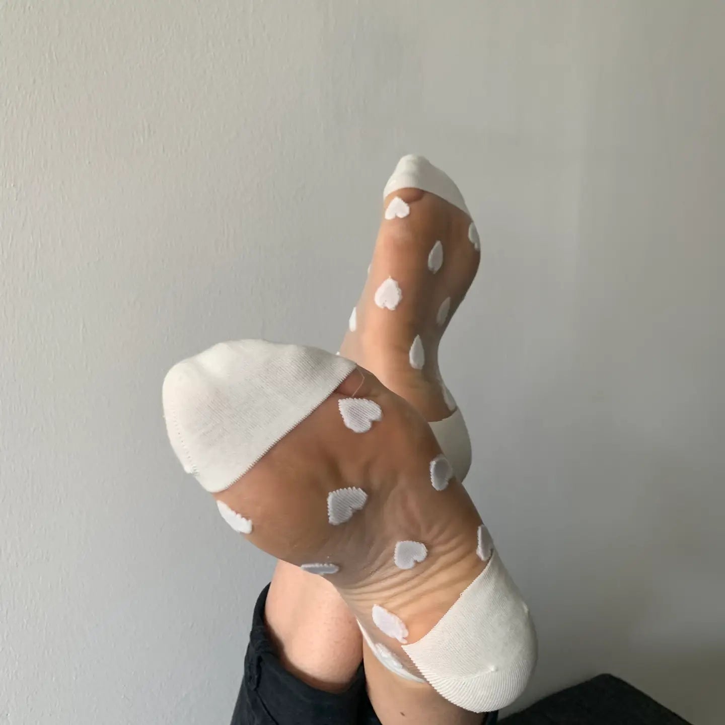 White Heart Ankle Socks