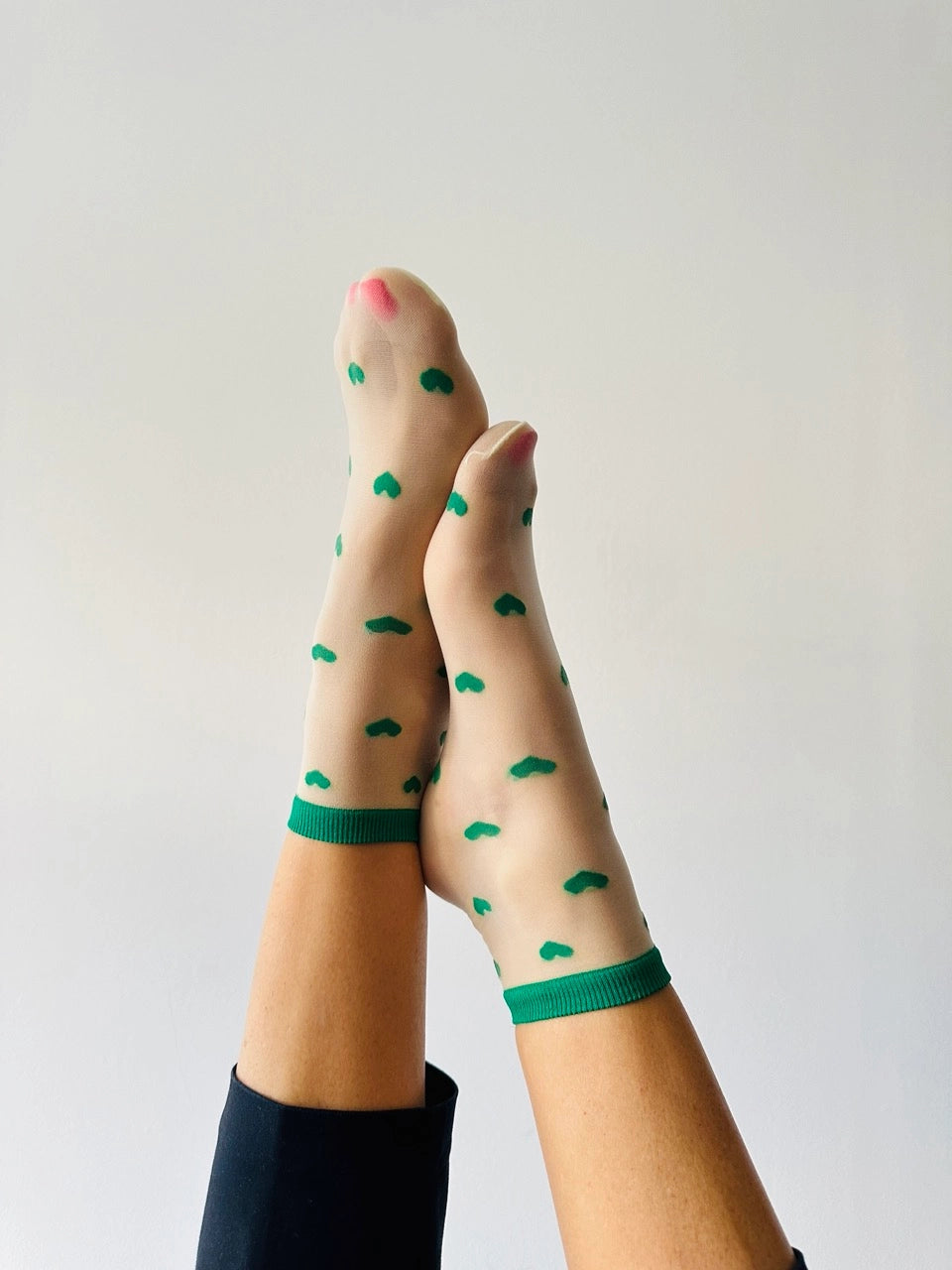 Green Heart Ankle Socks