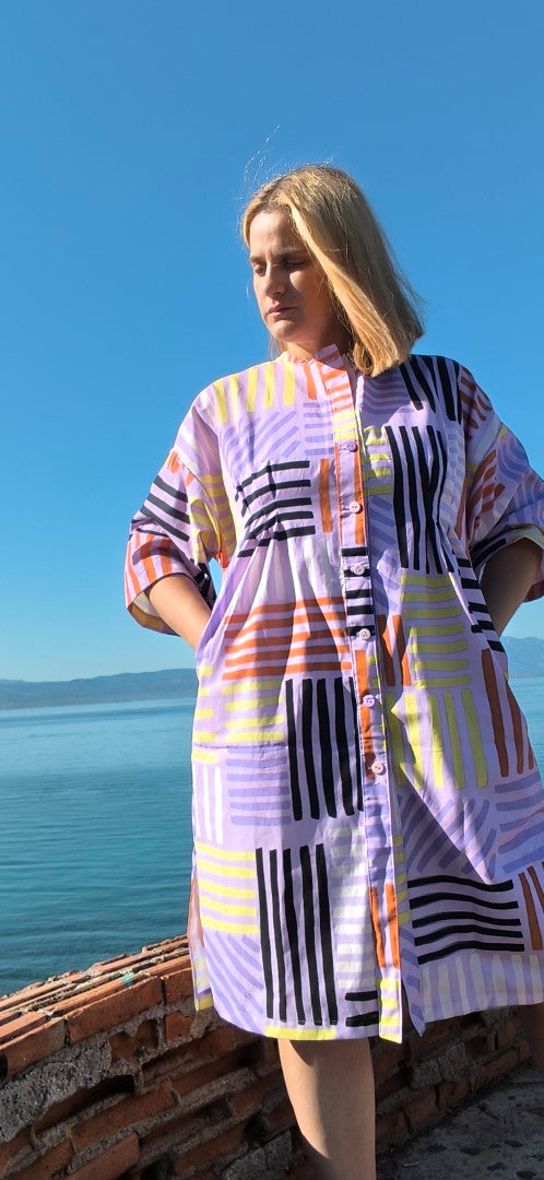 MULTI STRIPES SHIRT DRESS CHEMISE