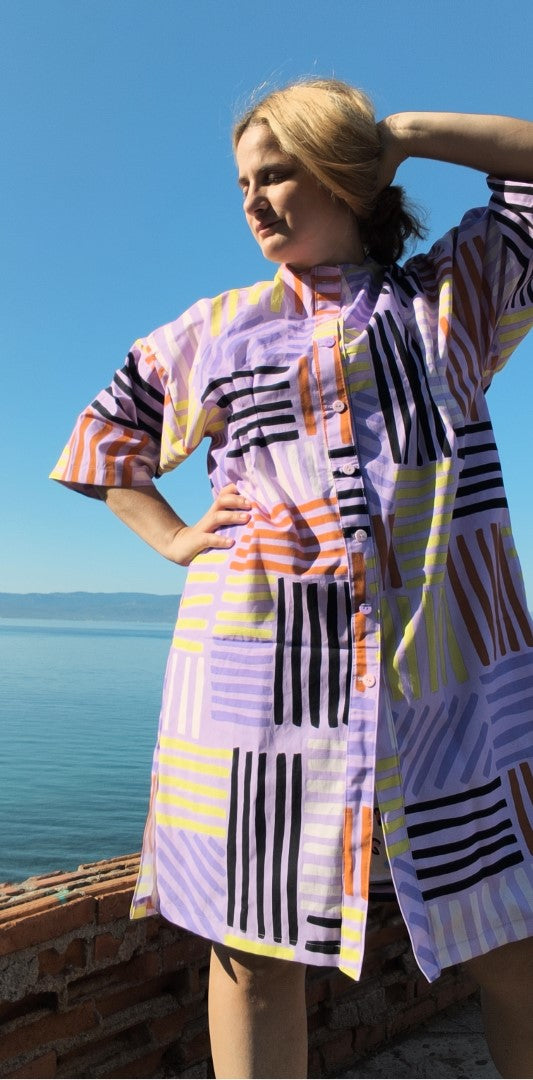 MULTI STRIPES SHIRT DRESS CHEMISE