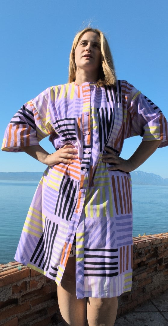 MULTI STRIPES SHIRT DRESS CHEMISE