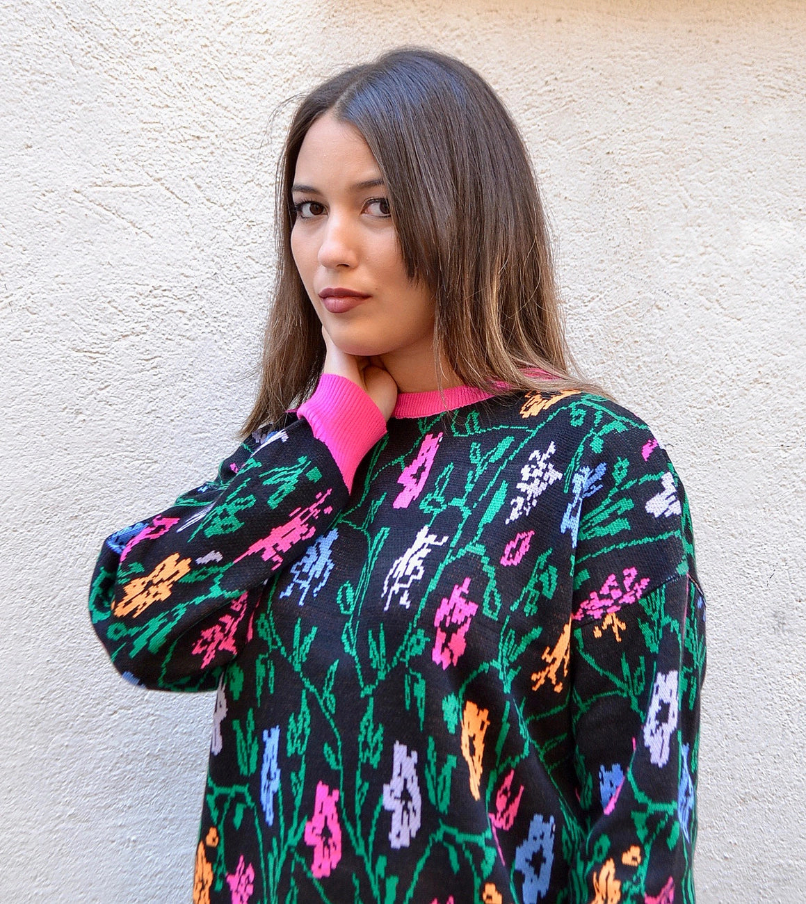 Floral Black Sweater