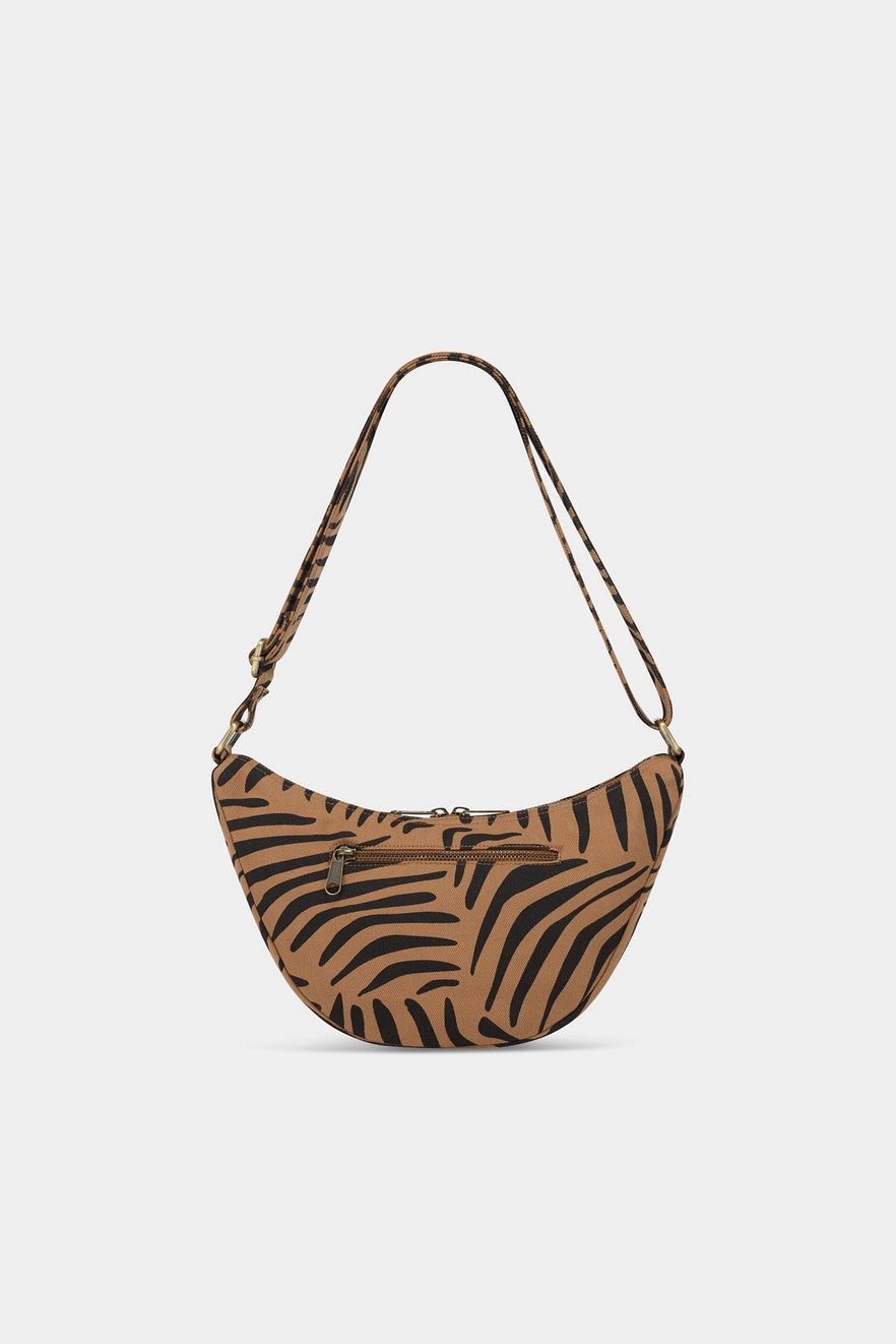 Andrea Zebra Cinnamon Half-Moon Bag