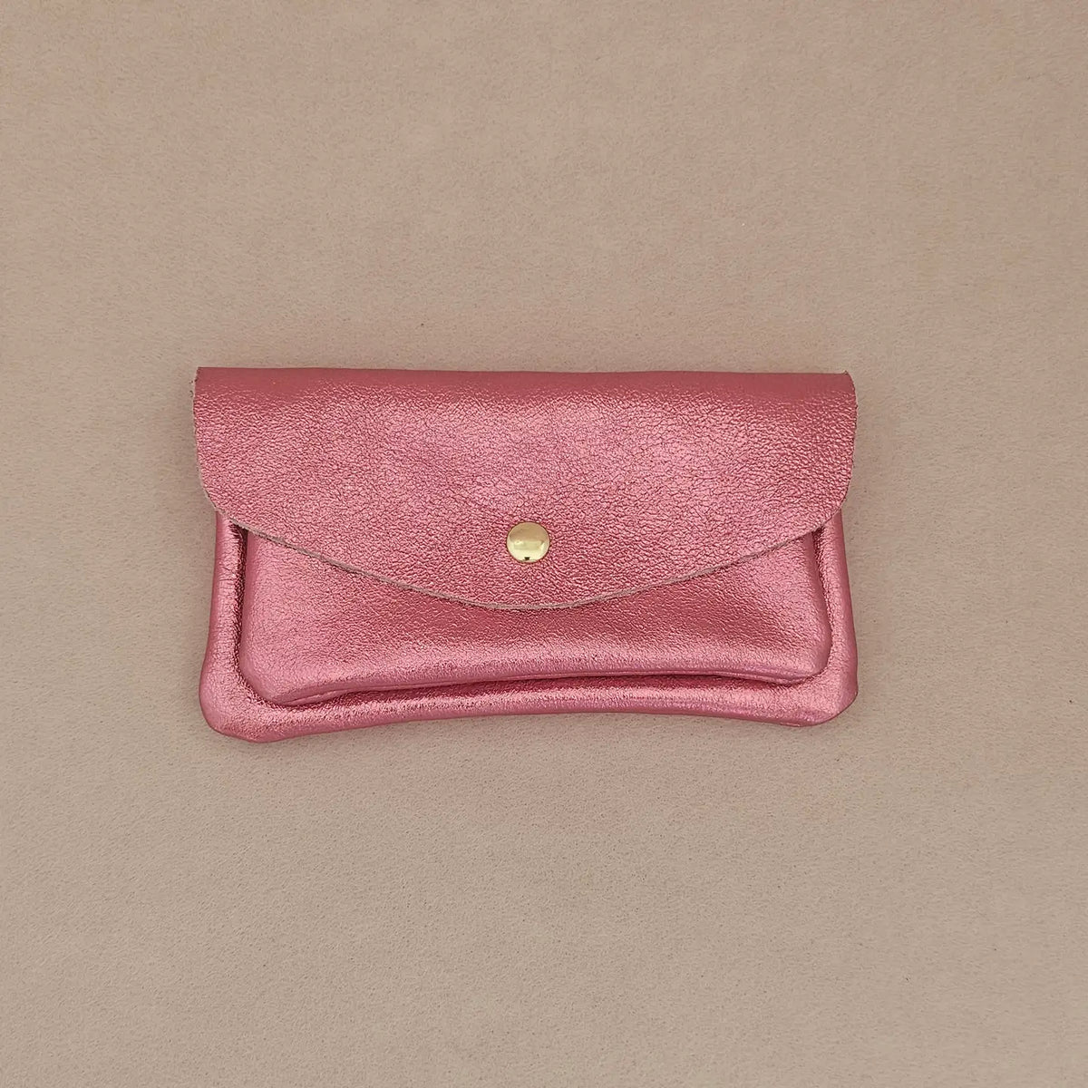 Metallic Double Pocket Leather Wallet