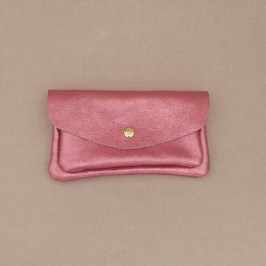 Metallic Double Pocket Leather Wallet