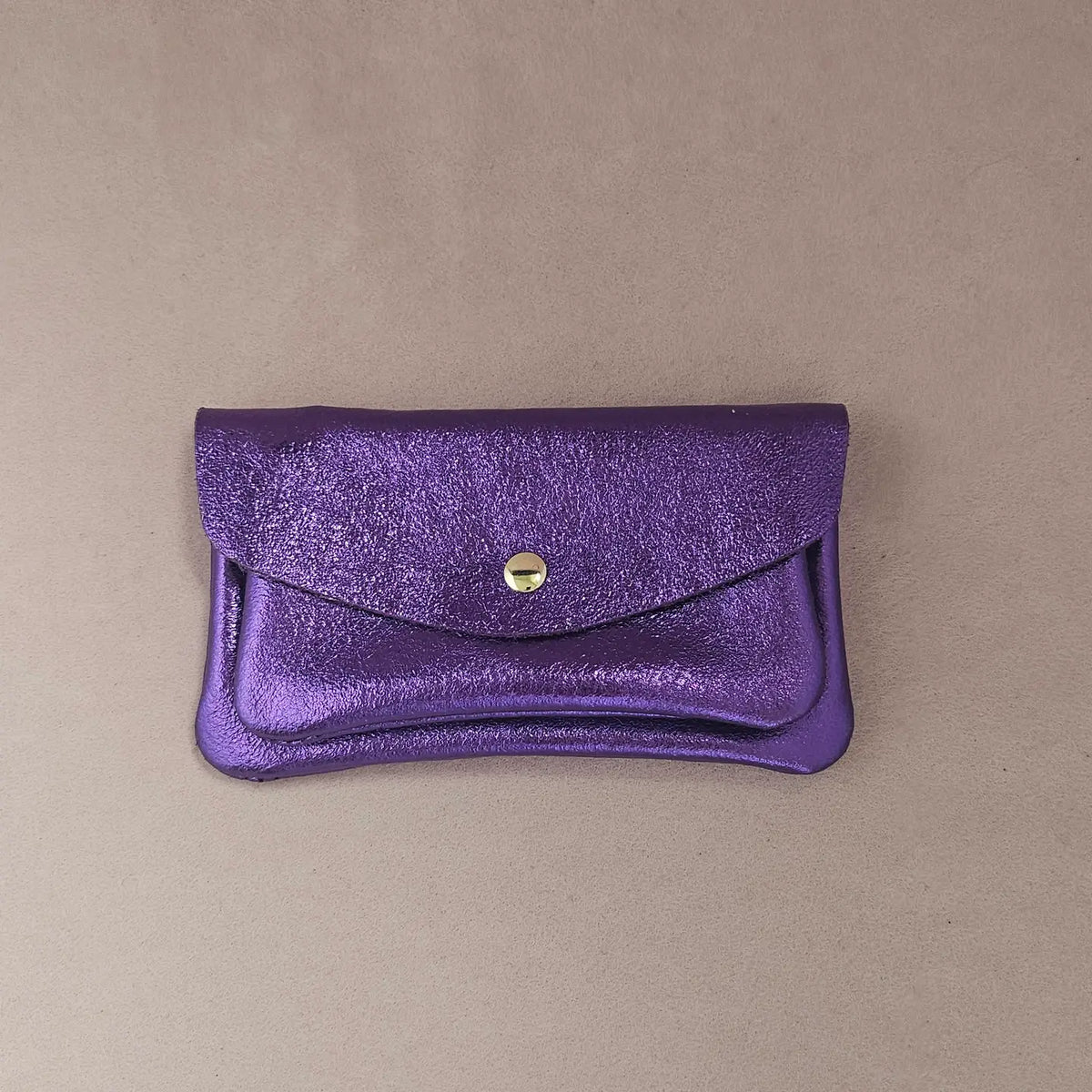 Metallic Double Pocket Leather Wallet