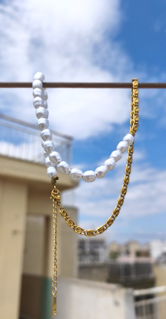 Κολιέ Gold Chain & Pearls