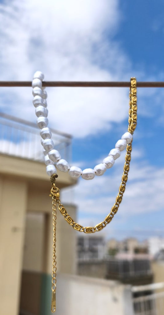 Κολιέ Gold Chain & Pearls