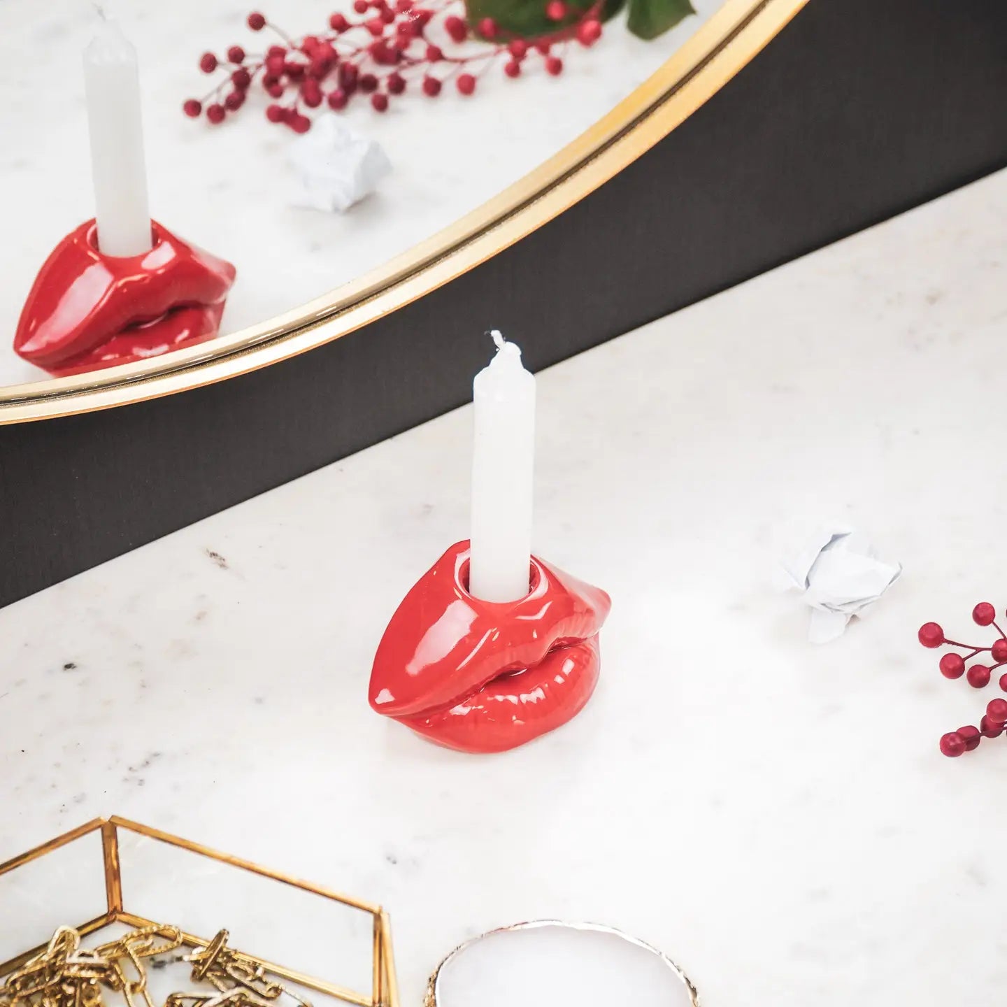 Red Lip Candle Holder  10,5x6,5x5,5cm