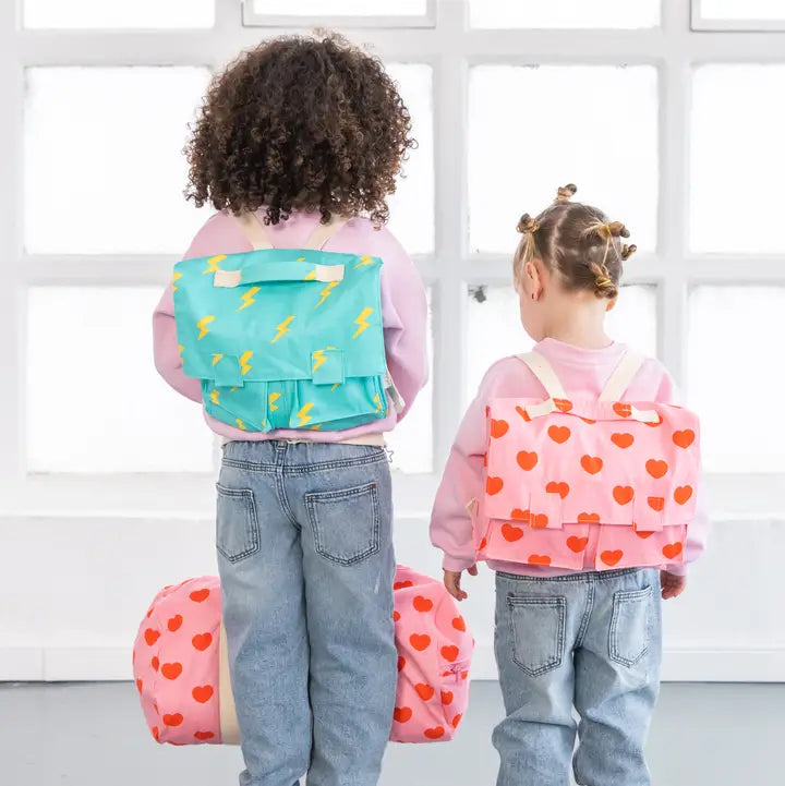 Patterned Cotton Backpack - blue lightning