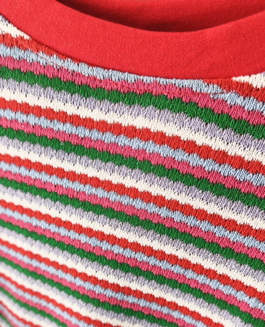 Striped T-Shirt with A Round Neckline Red