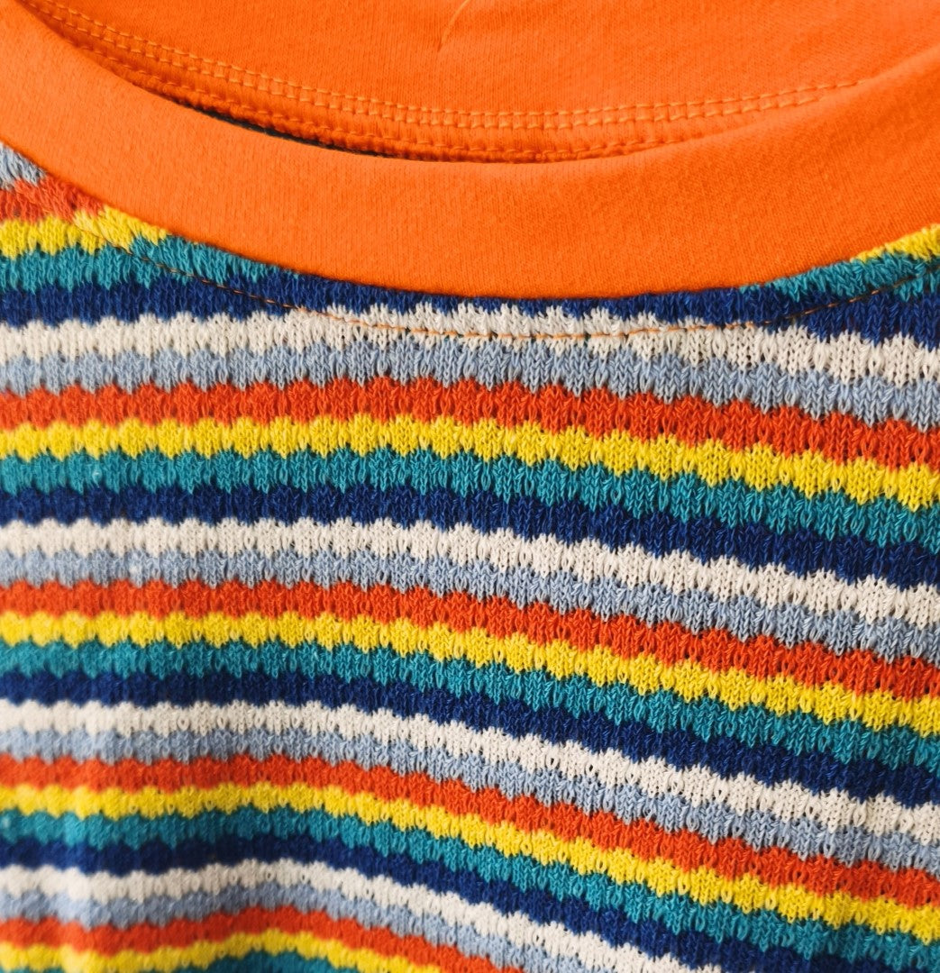 Striped T-Shirt with A Round Neckline Orange