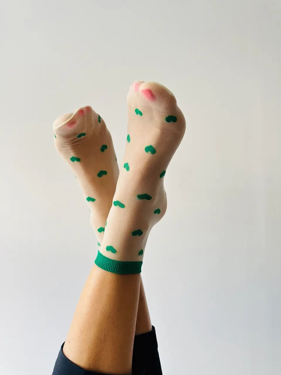 Green Heart Ankle Socks